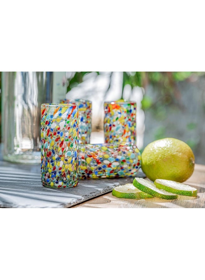 MEXTEQUIL - Authentic Mexican Tequila Shot Glasses - Tequila Set of shot glasses - 4 pcs - 2 Oz - Mexican Hand Blown Shot Glass (Confetti) - Image 4